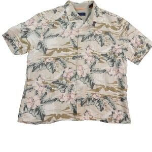 Tommy Bahama Shirt  Mens Extra Large Cypress Olive‎ Canoa Camo Linen-Blend Camp